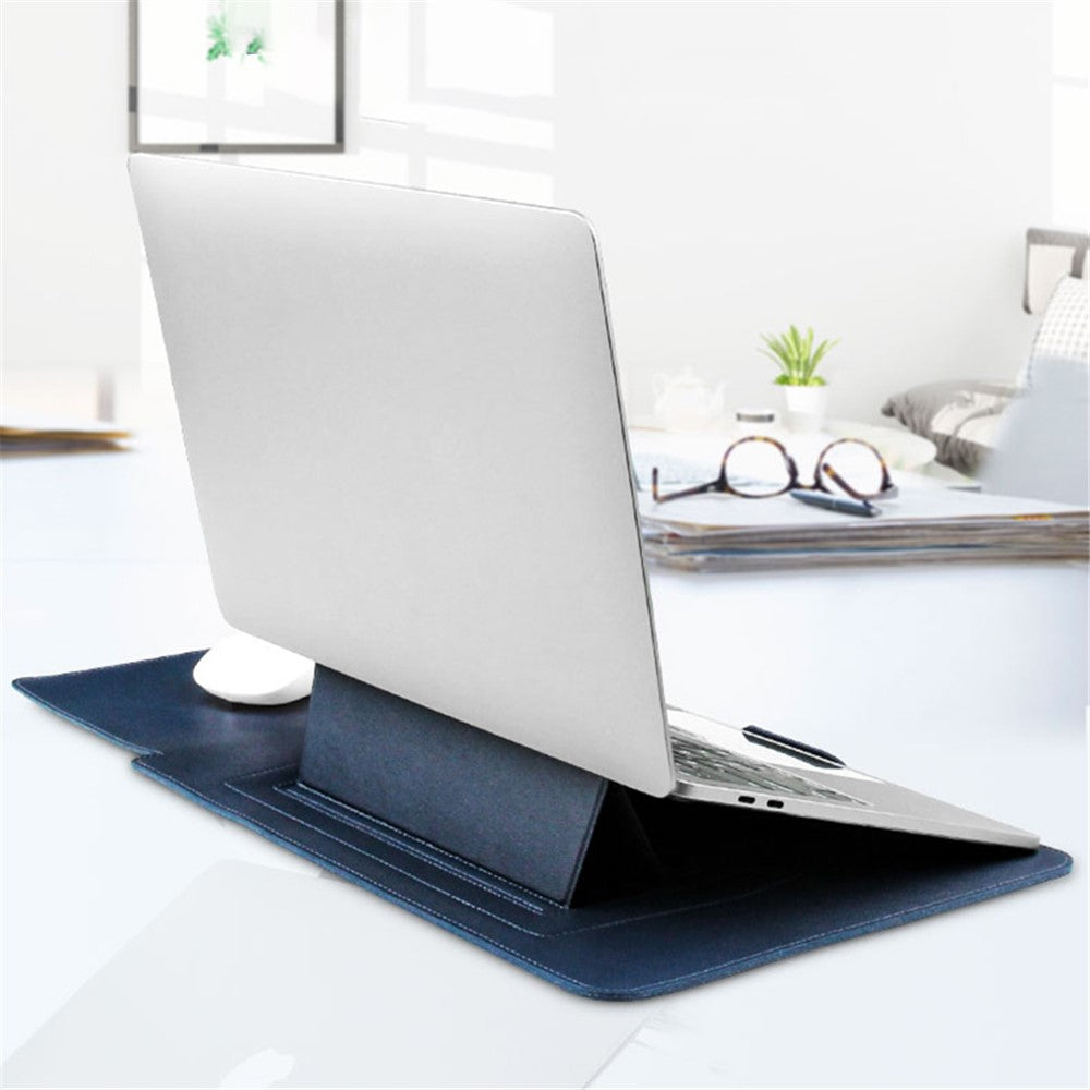 14-inch Laptop Sleeve PU Leather Bag with Adjustable Stand + Small Bag