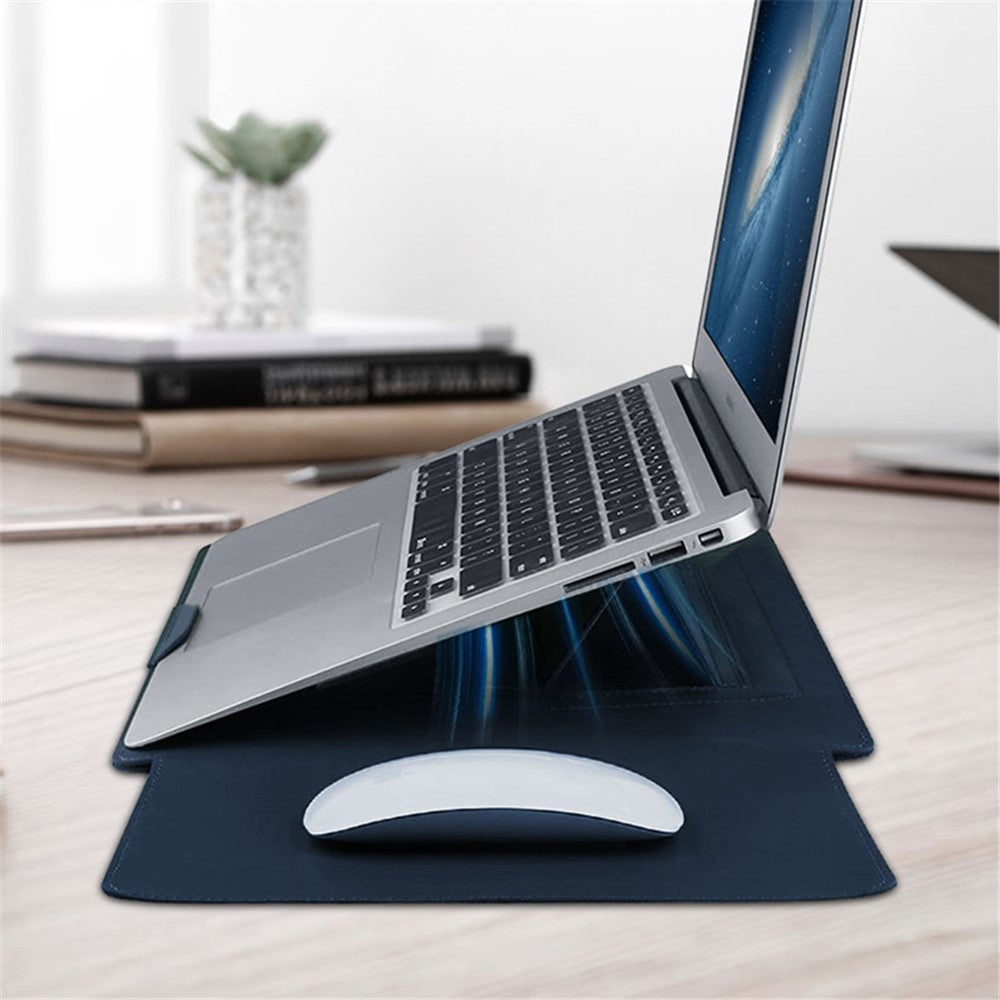 14-inch Laptop Sleeve PU Leather Bag with Adjustable Stand + Small Bag