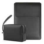 14-inch Laptop Sleeve PU Leather Bag with Adjustable Stand + Small Bag