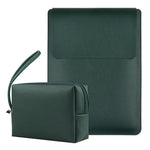 14-inch Laptop Sleeve PU Leather Bag with Adjustable Stand + Small Bag