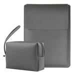 14-inch Laptop Sleeve PU Leather Bag with Adjustable Stand + Small Bag