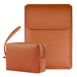 14-inch Laptop Sleeve PU Leather Bag with Adjustable Stand + Small Bag