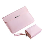 13 / 14 inch Horizontal Laptop Bag Ultra Slim PU Leather Notebook Sleeve + Small Bag