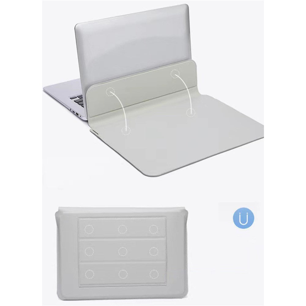 15-16 inch Leather Laptop Sleeve Ultra-Slim Computer Carrying Case with Foldable Stand and Soft Inner Lining