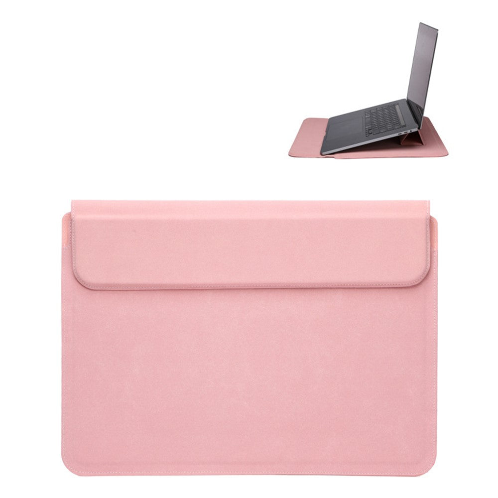 15-16 inch Leather Laptop Sleeve Ultra-Slim Computer Carrying Case with Foldable Stand and Soft Inner Lining