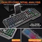 T-WOLF TF600 Backlit Wired 104-Key Gaming Keyboard with Wired Mouse for Gaming Working