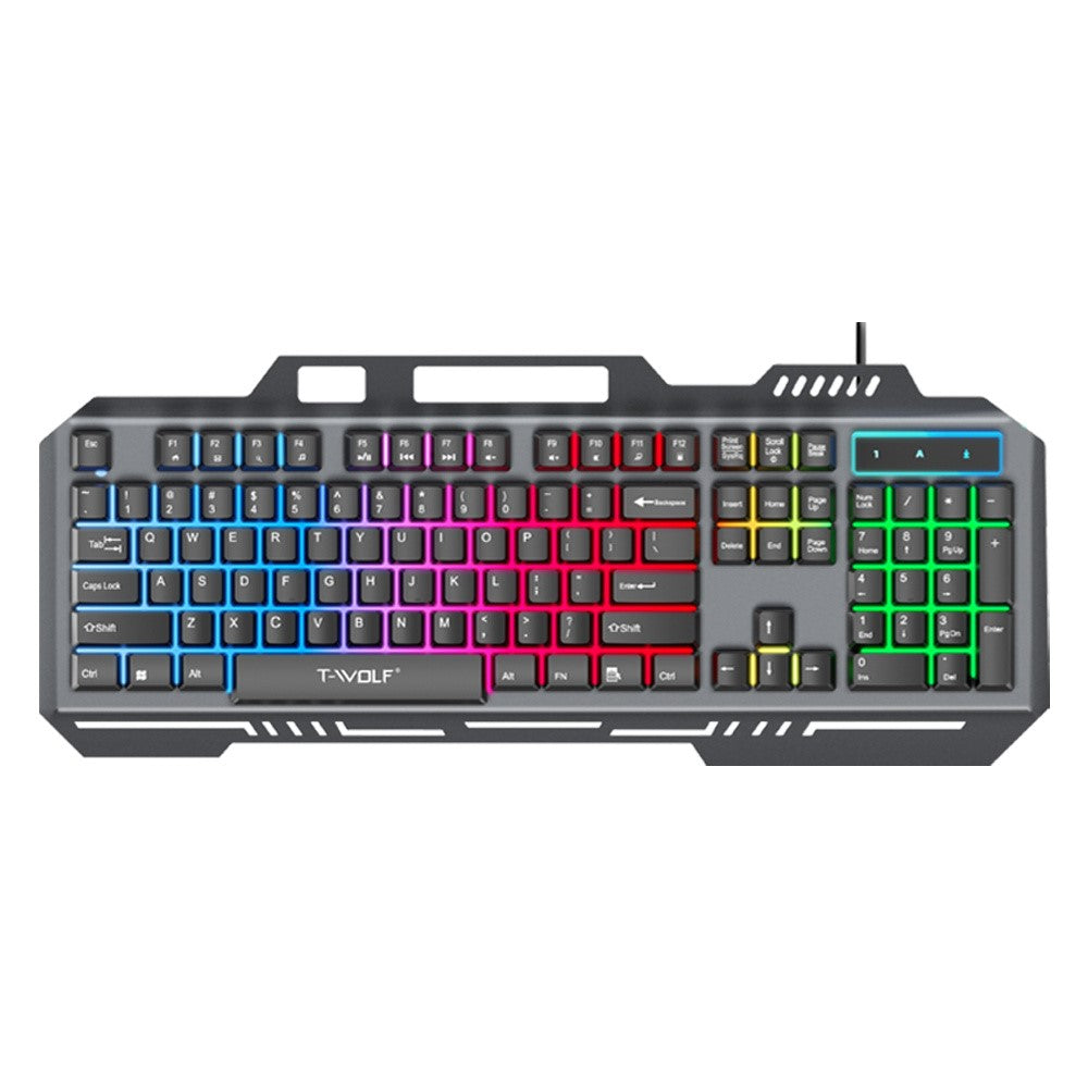 T-WOLF T16 Backlit Wired 104-Key Gaming Keyboard Ambient Light Gaming Keyboard