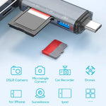 ADS-306 USB / 8-Pin / Type-C Plug SD TF Card Reader U-Disk Data Transfer Adapter