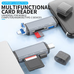 ADS-307 USB / Type-C / Micro Plug SD TF Card U-Disk Reader Data Transfer OTG Adapter