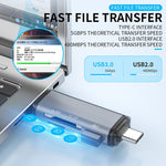 ADS-307 USB / Type-C / Micro Plug SD TF Card U-Disk Reader Data Transfer OTG Adapter