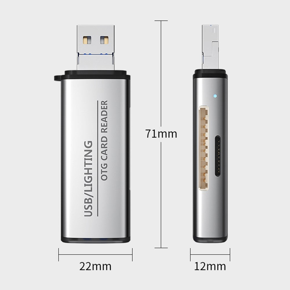 ADS-118 USB / 8-Pin 2-in-1 SD TF Memory Card U-Disk Reader Data Transfer OTG Adapter
