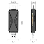 ADS-218 USB / 8-Pin / Type-C 3-in-1 SD TF Memory Card Reader Data Transfer Adapter