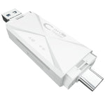 ADS-218 USB / 8-Pin / Type-C 3-in-1 SD TF Memory Card Reader Data Transfer Adapter
