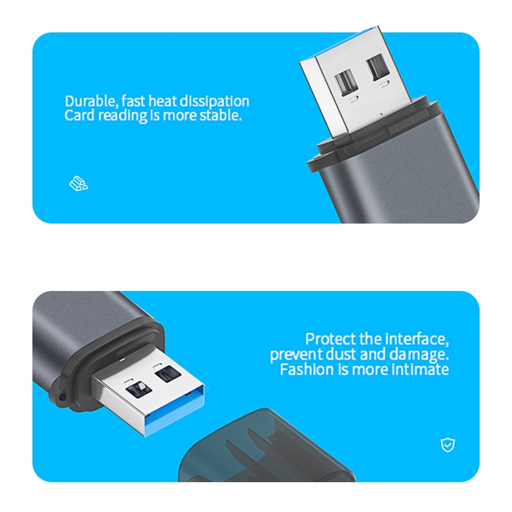 ADS-308A Aluminum Alloy USB 3.0 + USB 2.0 Splitter Hub SD / TF Card Reader