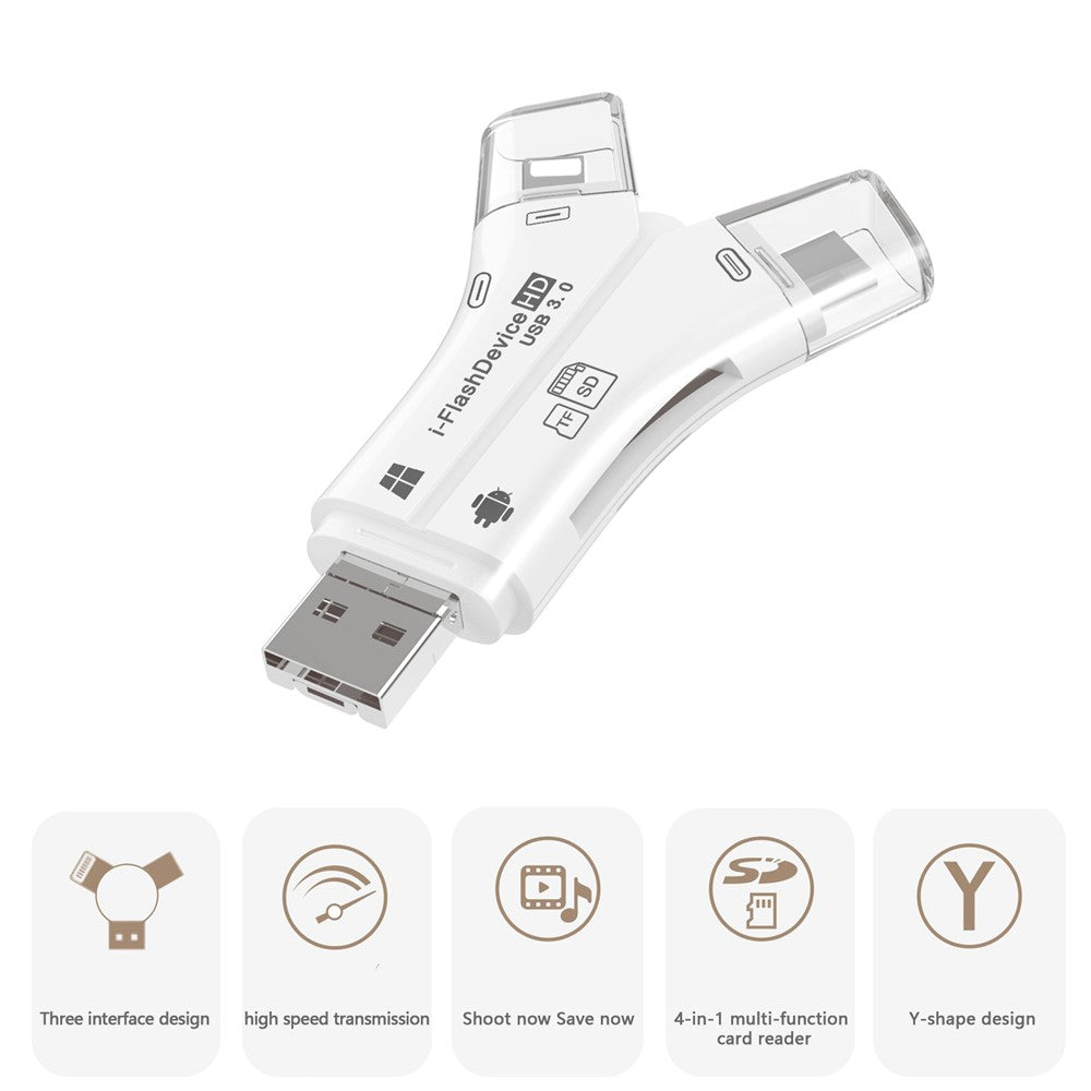 NK908C HD 4-in-1 Ip / USB-C 3.0 / USB-A 3.0 / Micro Charging Adapter SD / TF Card Reader