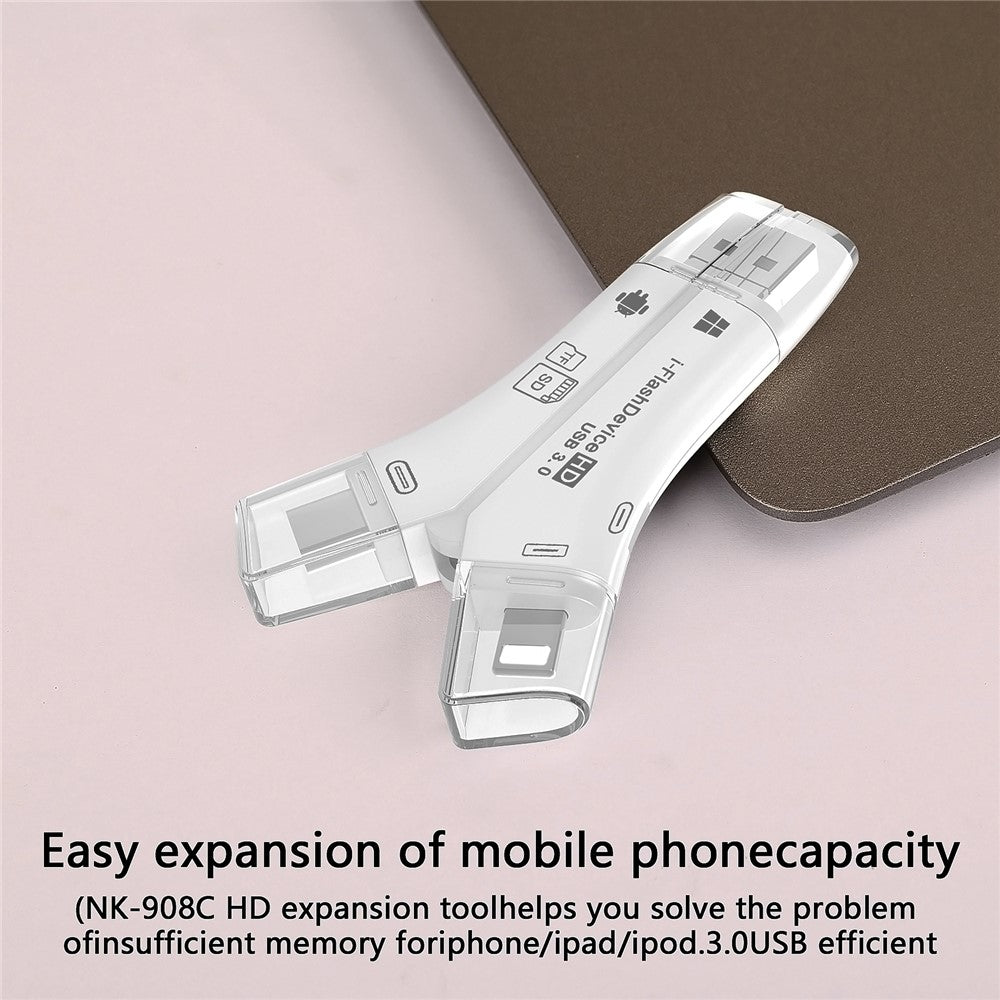 NK908C HD 4-in-1 Ip / USB-C 3.0 / USB-A 3.0 / Micro Charging Adapter SD / TF Card Reader