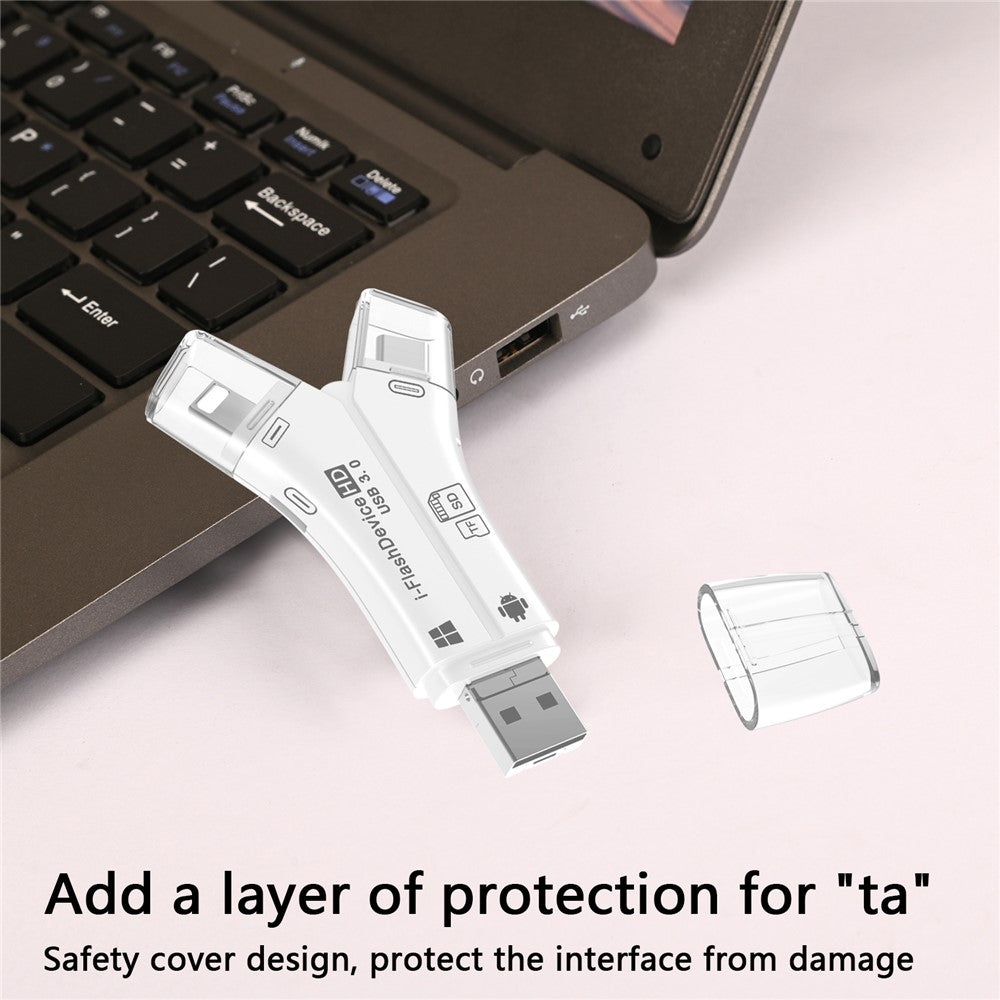 NK908C HD 4-in-1 Ip / USB-C 3.0 / USB-A 3.0 / Micro Charging Adapter SD / TF Card Reader