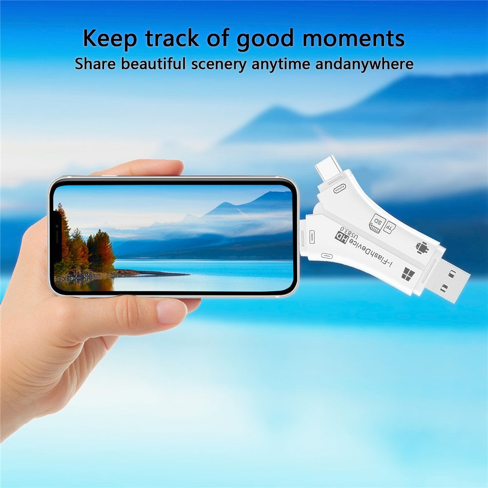 NK908C HD 4-in-1 Ip / USB-C 3.0 / USB-A 3.0 / Micro Charging Adapter SD / TF Card Reader