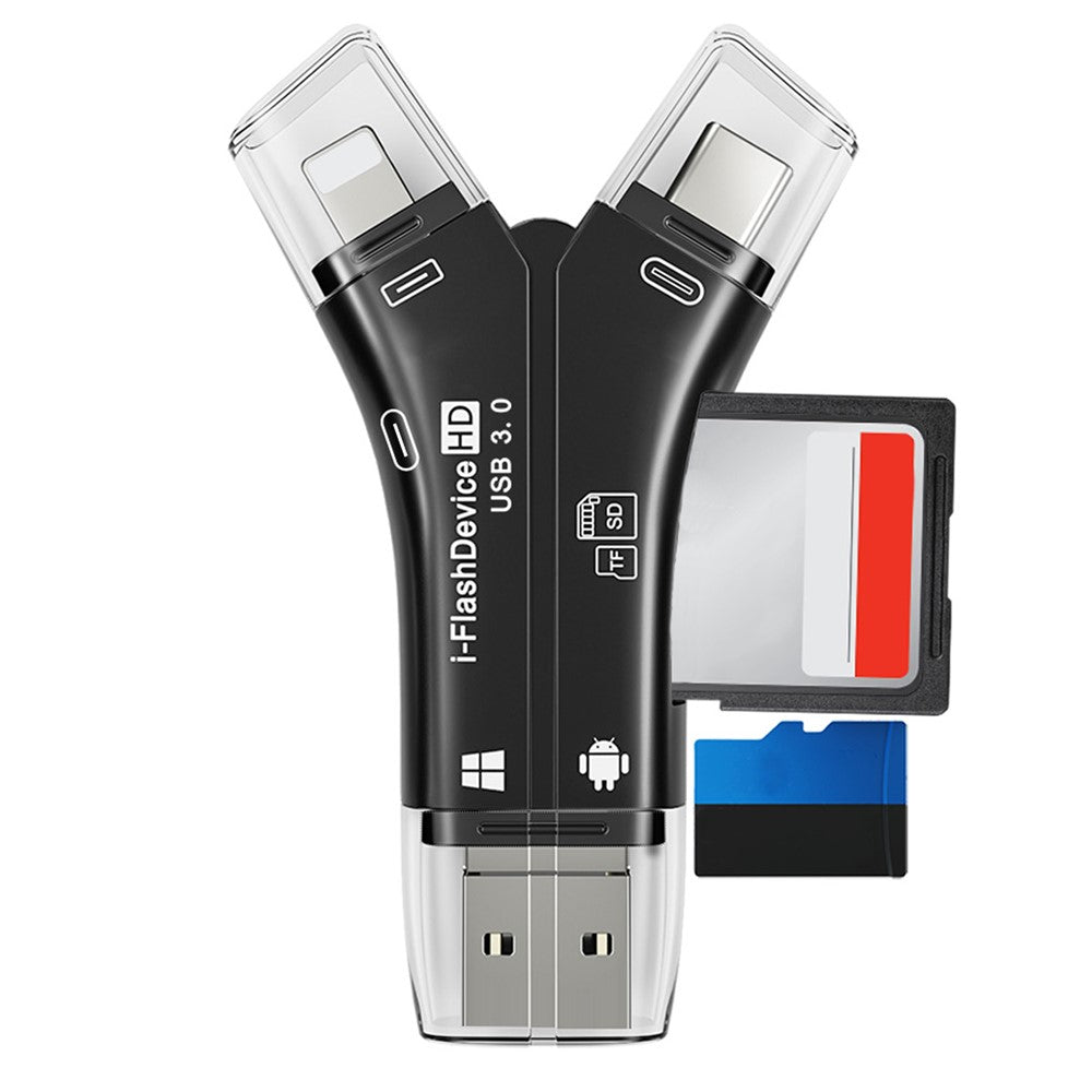 NK908C HD 4-in-1 Ip / USB-C 3.0 / USB-A 3.0 / Micro Charging Adapter SD / TF Card Reader