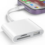 8-Pin Plug SD+TF+USB2.0 Memory Card U-Disk Reader Data Transfer Adapter