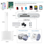 8-Pin Plug SD+TF+USB2.0 Memory Card U-Disk Reader Data Transfer Adapter