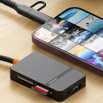 For Huawei  /  Xiaomi  /  Samsung 8-in-1 Card Reader Type-C + iP to SD  /  TF  /  MS  /  CF1  /  Type-C  /  USB 3.0 U Disk Reading Adapter
