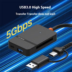 ADS-316 For Huawei / Xiaomi / Samsung 8-in-1 Card Reader Type-C + USB-A to SD / TF / MS / CF1 / Type-C / USB 3.0 U Disk Reading Adapter