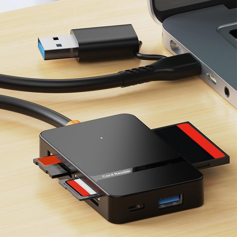 ADS-316 For Huawei / Xiaomi / Samsung 8-in-1 Card Reader Type-C + USB-A to SD / TF / MS / CF1 / Type-C / USB 3.0 U Disk Reading Adapter