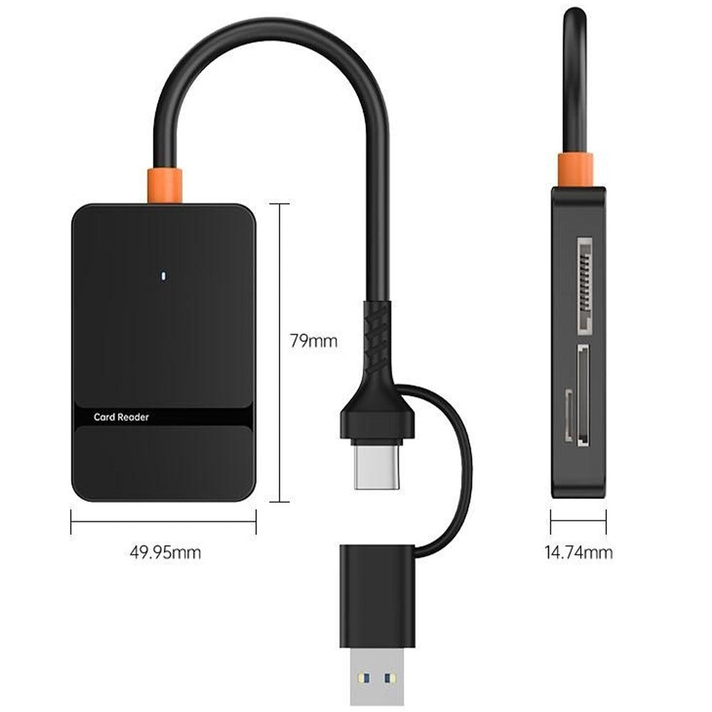 ADS-316 For Huawei / Xiaomi / Samsung 8-in-1 Card Reader Type-C + USB-A to SD / TF / MS / CF1 / Type-C / USB 3.0 U Disk Reading Adapter