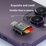 Aluminum Alloy Mini Type-C Card Reader Supports Up to 2TB TF Card, 25MB / s Read Speed