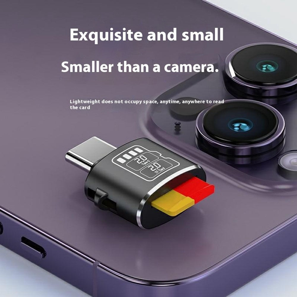 Aluminum Alloy Mini Type-C Card Reader Supports Up to 2TB TF Card, 25MB / s Read Speed