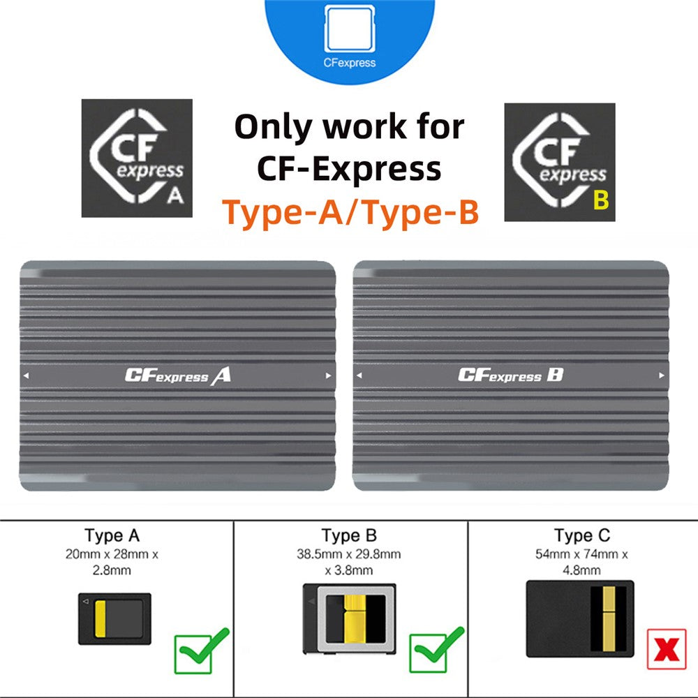 UC-152-CFX USB3.1 Type-C USB3.0 Type-A to CF Express Extension Card Reader CFE Type-A Type-B Support R5 Z6 Z7 CFB Memory Card