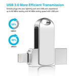 2 in 1 Card Reader 32GB OTG USB Flash Drive with 8Pin + USB 3.0 Port U Disk for iPhone Computer PC