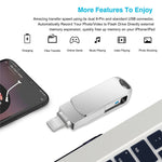 2 in 1 Card Reader 128GB OTG USB Flash Drive with 8Pin + USB 3.0 Port U Disk for iPhone Computer PC