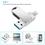 2 in 1 Card Reader 128GB OTG USB Flash Drive with 8Pin + USB 3.0 Port U Disk for iPhone Computer PC