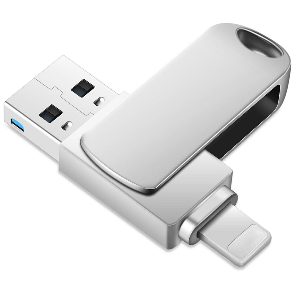 2 in 1 Card Reader 128GB OTG USB Flash Drive with 8Pin + USB 3.0 Port U Disk for iPhone Computer PC