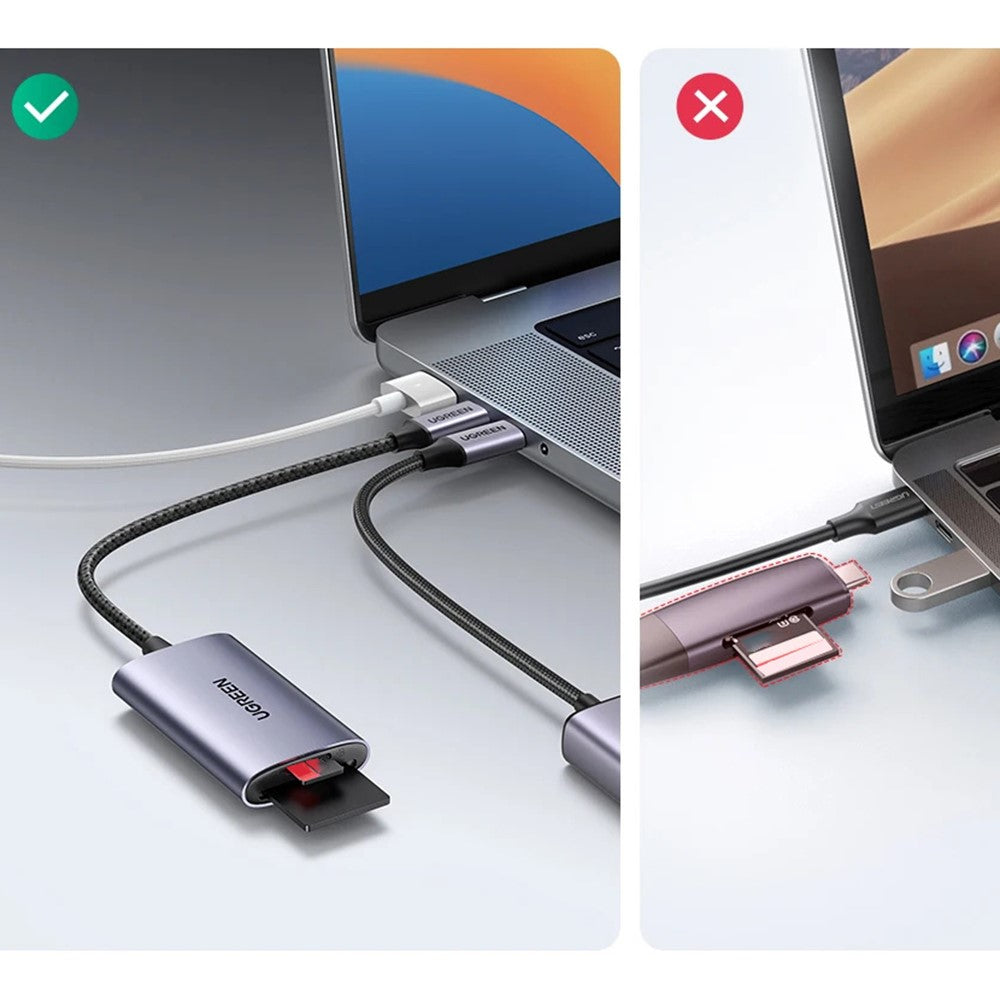UGREEN 15251 Type-C to SD4.0 / TF4.0 5Gbps Data Transfer Card Reader for Macbook Samsung