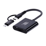 8Pin + Type-C 2 in 1 Card Reader for TF / SD Cards Supports Up to 2TB Compatible with iOS / Android