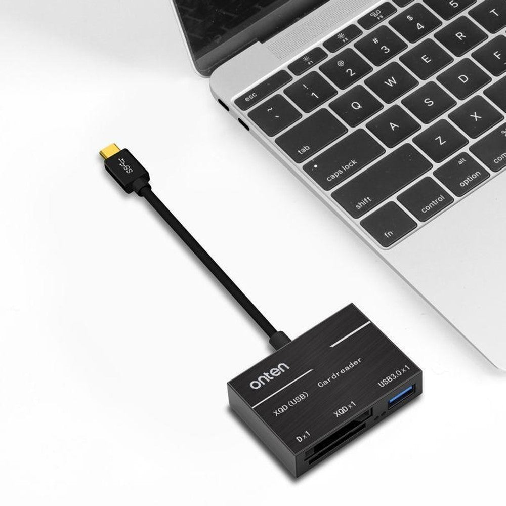 ONTEN OTN-9189 Typ-C till XQD / SD-kortplats + USB 3.0 höghastighetsdataöverföring 3-i-1-kortläsare