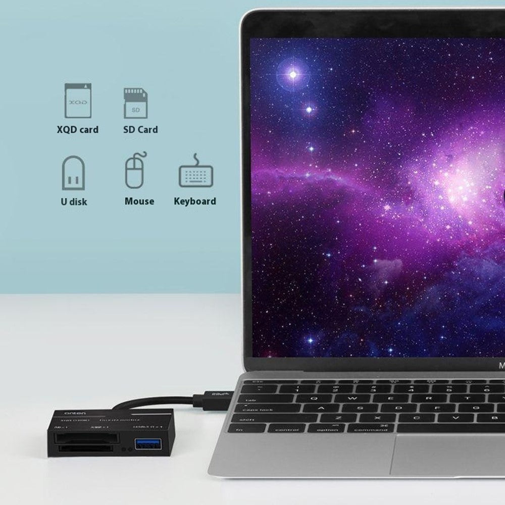 ONTEN OTN-9189 Typ-C till XQD / SD-kortplats + USB 3.0 höghastighetsdataöverföring 3-i-1-kortläsare