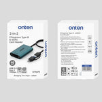 ONTEN OTN-P2 USB-C / USB3.0 UHS2 Dual Card Reader Cfexpress Type-B SDXC High-Speed Data Transfer Adapter