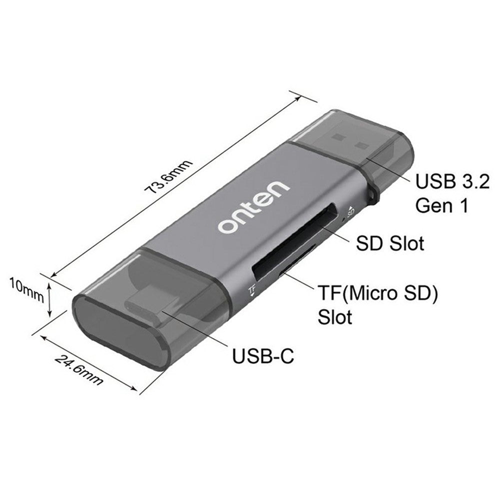 ONTEN CR531A Multifunctional Type-C / USB3.0 SD TF Card Reader OTG Phone Memory Card Reader