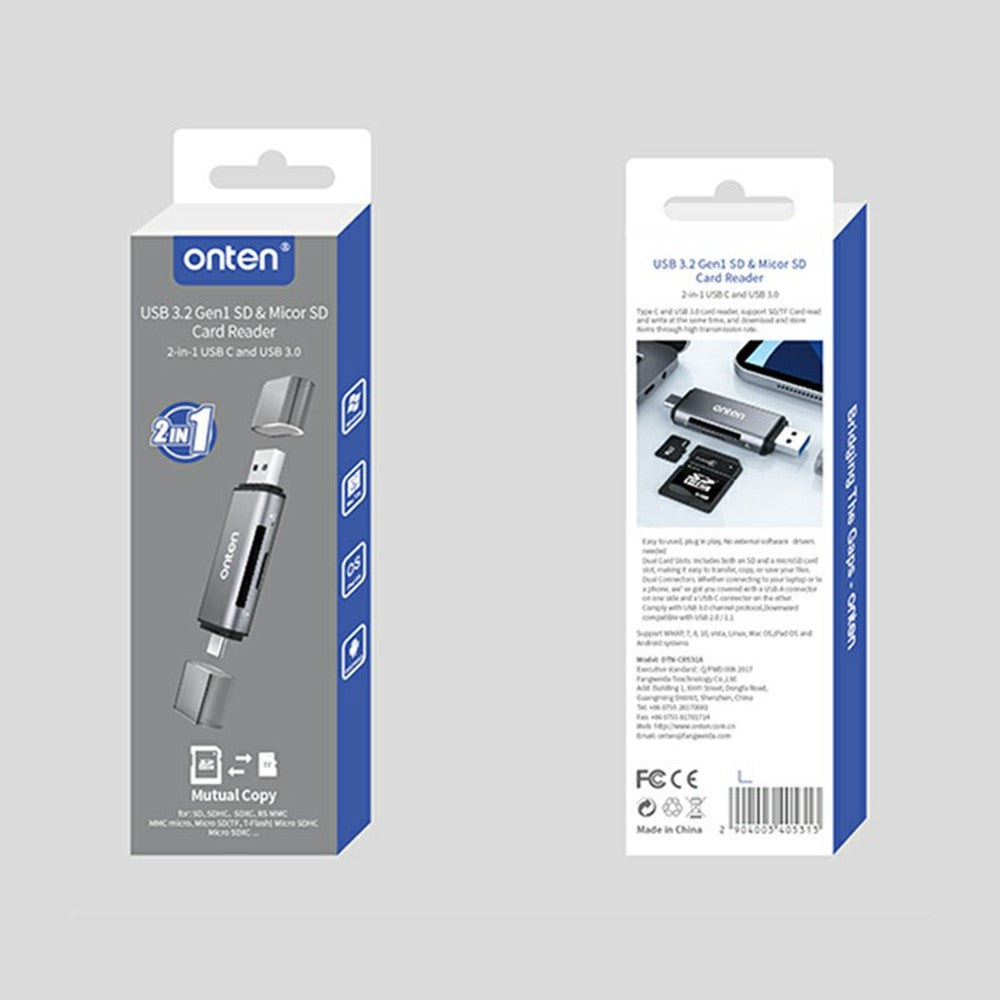 ONTEN CR531A Multifunctional Type-C / USB3.0 SD TF Card Reader OTG Phone Memory Card Reader