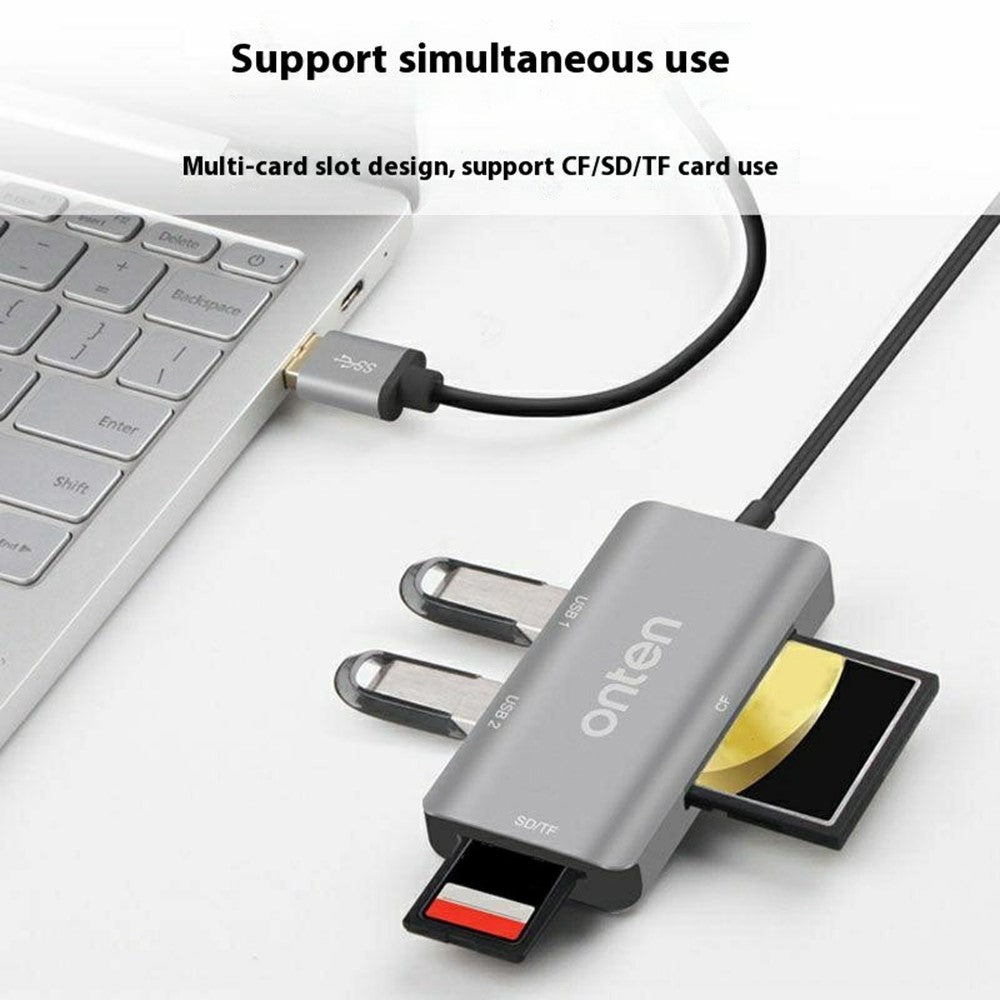 ONTEN 8107 USB 3.0 High Speed Card Reader CF SD TF Cards Simultaneous Reading Aluminum Alloy Adapter