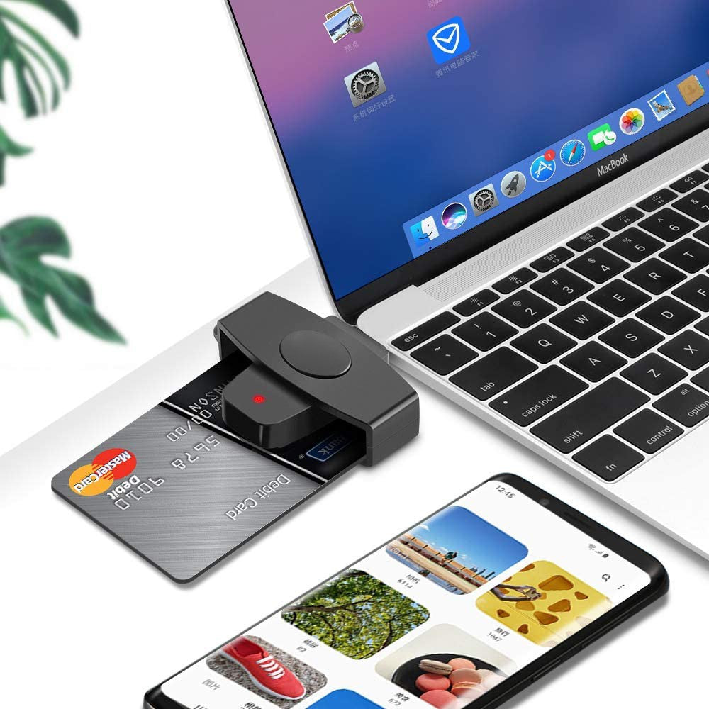 ROCKETEK CSCR3 Type-C Smart CAC Card Reader IC ID SIM Bank Card Adapter for Laptop Android Phone