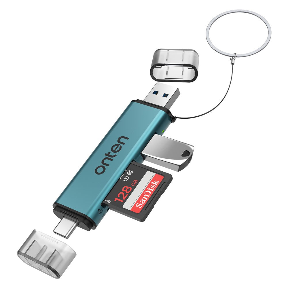 ONTEN OTN-CR537S Typ-C / USB till USB 3.0 + SD / TF-kortplatser Multifunktionskortläsare