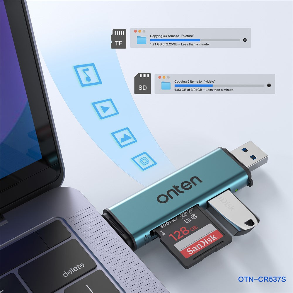 ONTEN OTN-CR537S Typ-C / USB till USB 3.0 + SD / TF-kortplatser Multifunktionskortläsare