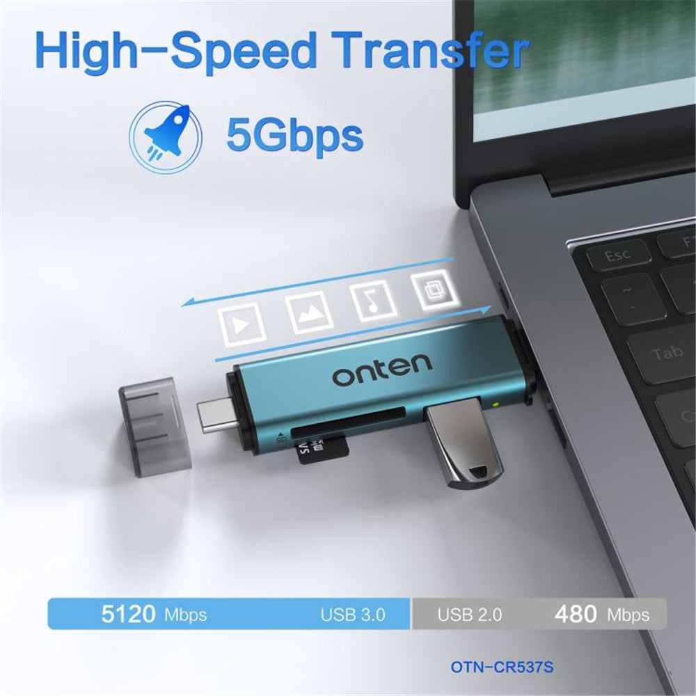 ONTEN OTN-CR537S USB A  /  Type C to Mini SD / TF Card Reader OTG Adapter for Phone Tablet Laptop
