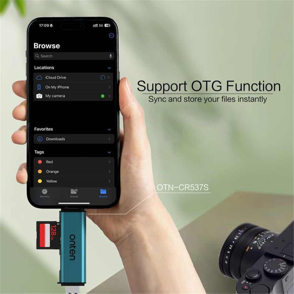 ONTEN OTN-CR537S USB A  /  Type C to Mini SD / TF Card Reader OTG Adapter for Phone Tablet Laptop