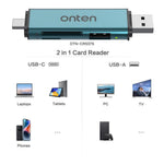 ONTEN OTN-CR537S USB A  /  Type C to Mini SD / TF Card Reader OTG Adapter for Phone Tablet Laptop